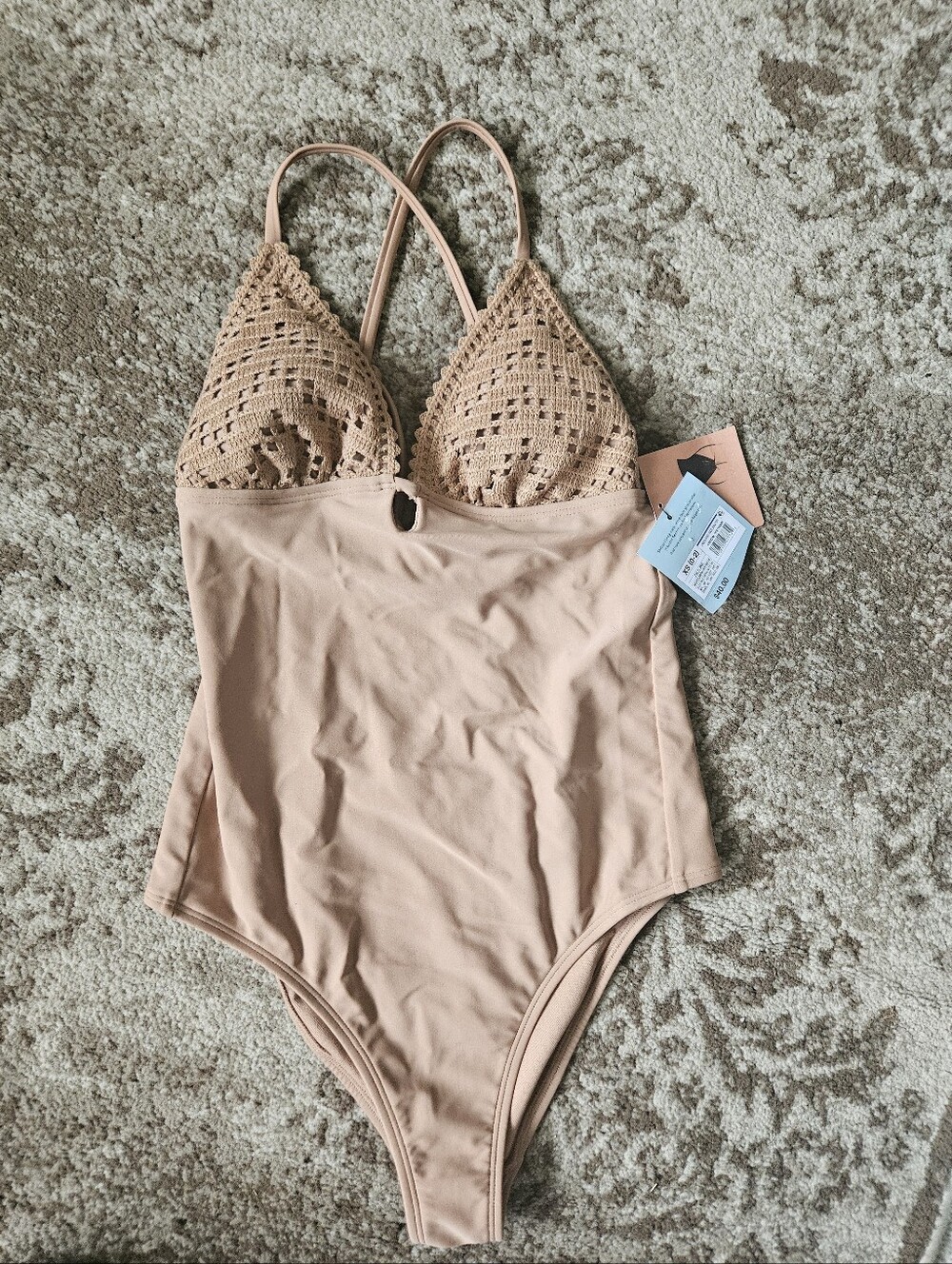 NWT-Womens Xs Shade & Shore Crochet-Accent One-Piece